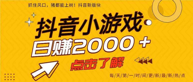 2025年爆火的抖音小游戏项目，一部手机日入2000+-卿云社