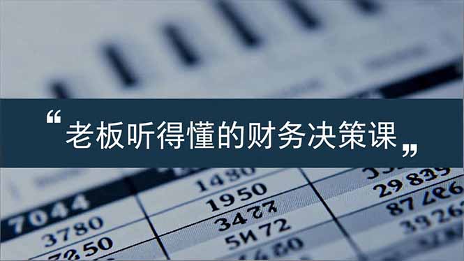 老板能听得懂的财务决策课，报表解读、数据洞察、风险识别，用财务驱动业务增长-卿云社