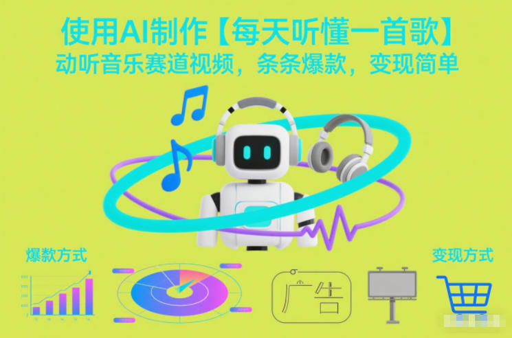 使用AI制作【每天听懂一首歌】动听音乐赛道视频，条条爆款，变现简单-卿云社