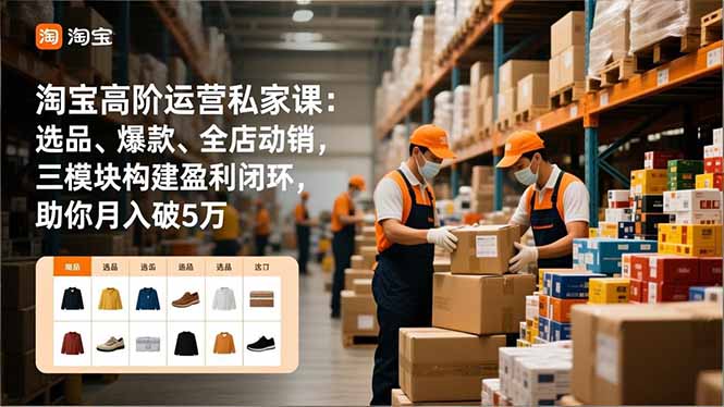 淘宝高阶运营私家课：选品、爆款、全店动销，三模块构建盈利闭环，助你月入破5万-卿云社