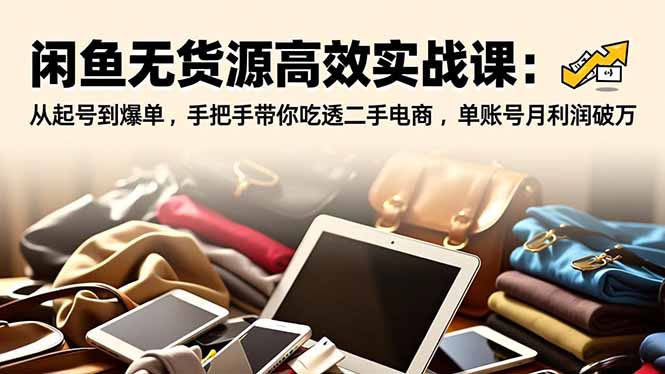 闲鱼无货源高效实战课：从起号到爆单，手把手带你吃透二手电商，单账号月利润破万-卿云社