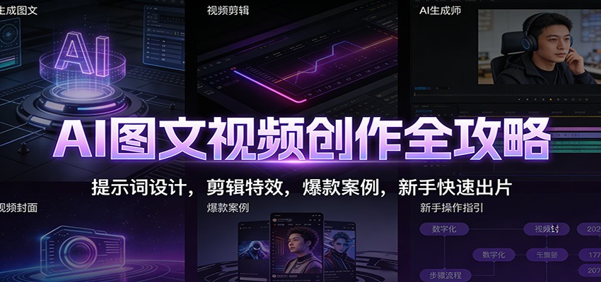 AI图文视频创作全攻略：提示词设计，剪辑特效，爆款案例，新手快速出片-卿云社