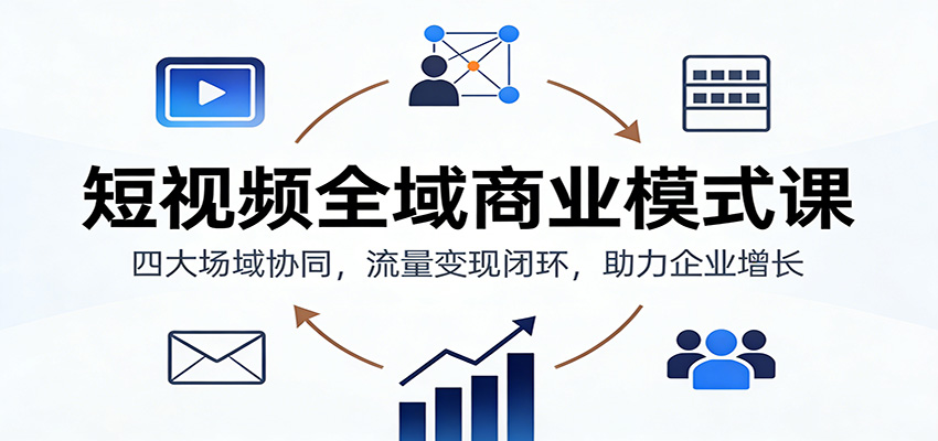 短视频全域商业模式课：四大场域协同，流量变现闭环，助力企业增长-卿云社