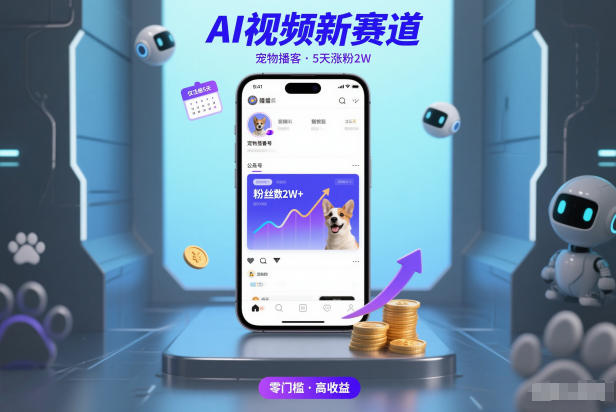 AI视频新赛道，宠物播客仅注册5天涨粉2W，收益非常可观-卿云社