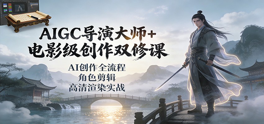 AIGC导演大师+电影级创作双修课：AI创作全流程、角色剪辑、高清渲染实战-卿云社
