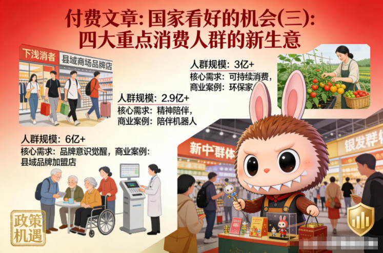 付费文章：国家看好的机会(三)：四大重点消 费人群的新生意-卿云社