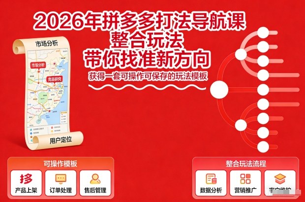 2026年拼多多打法导航课，整合玩法，带你找准新方向，获得一套可操作可保存的玩法模板-卿云社