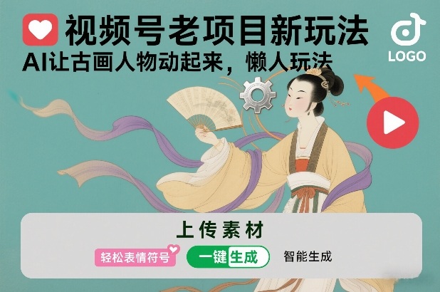 视频号老项目新玩法，AI让古画人物动起来，懒人玩法，附详细教程-卿云社