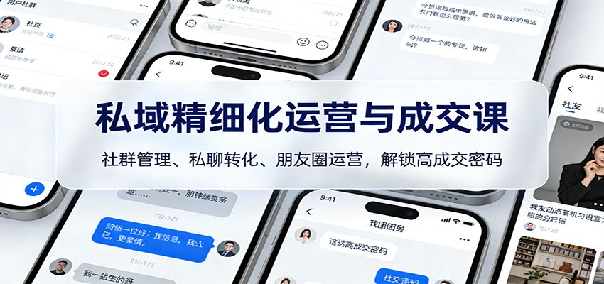私域精细化运营与成交课：社群管理、私聊转化、朋友圈运营，解锁高成交密码-卿云社