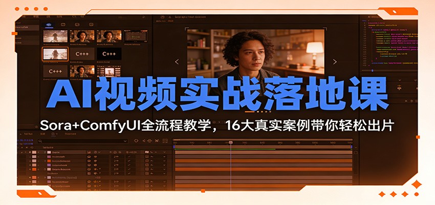 AI视频实战落地课：Sora+ComfyUI全流程教学，16大真实案例带你轻松出片-卿云社