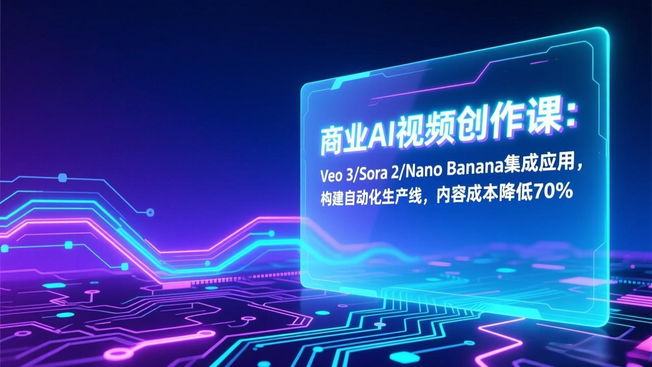 商业AI视频创作课：Veo 3/Sora 2/Nano Banana集成应用，构建自动化生产线，内容成本降低70%-卿云社