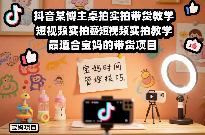 抖音某博主桌拍实拍带货教学，短视频实拍教学，最适合宝妈的带货项目-卿云社