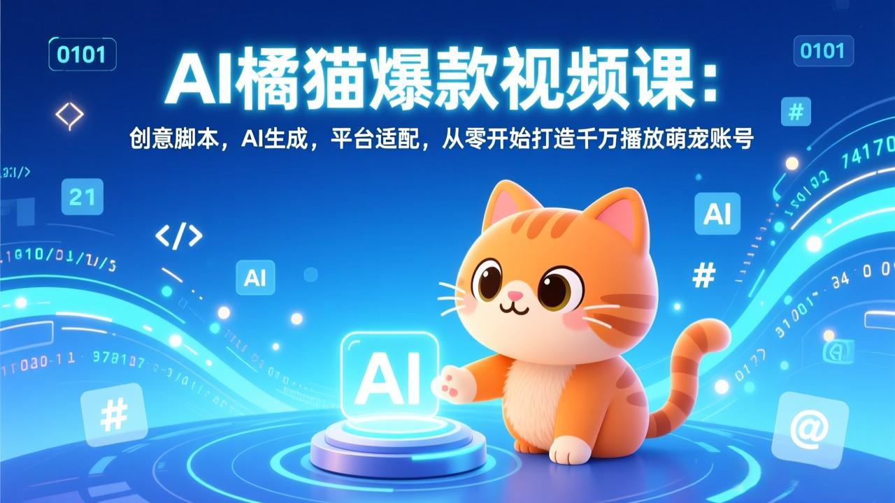 AI橘猫爆款视频课：创意脚本，AI生成，平台适配，从零开始打造千万播放萌宠账号-卿云社