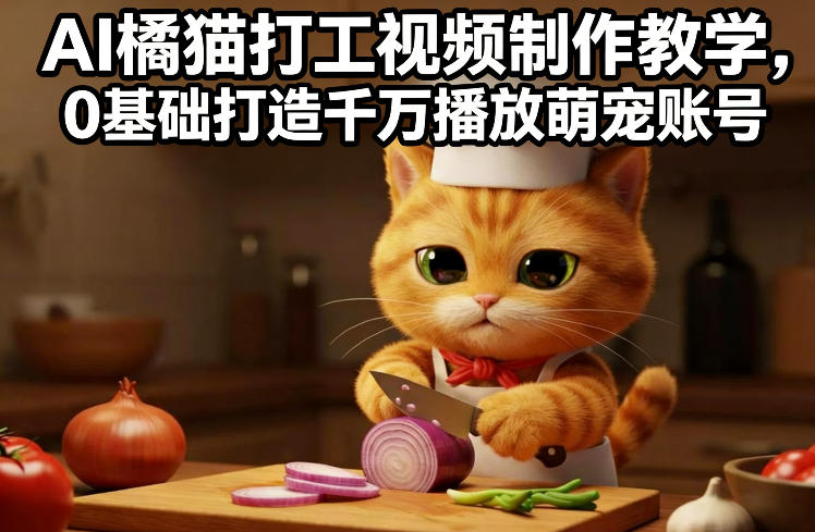 AI橘猫打工视频制作教学，流量狂飙，0基础打造千万播放萌宠账号-卿云社