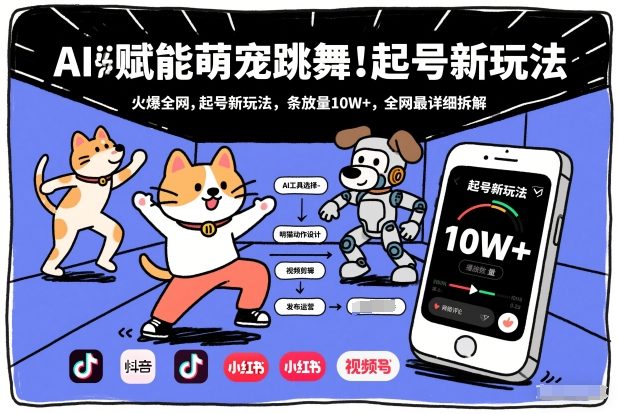 AI赋能萌宠跳舞，火爆全网，起号新玩法，条条播放量10W+，全网最详细拆解-卿云社
