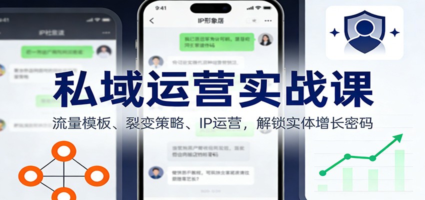 私域运营实战课：流量模板、裂变策略、 IP运营，解锁实体增长密码-卿云社