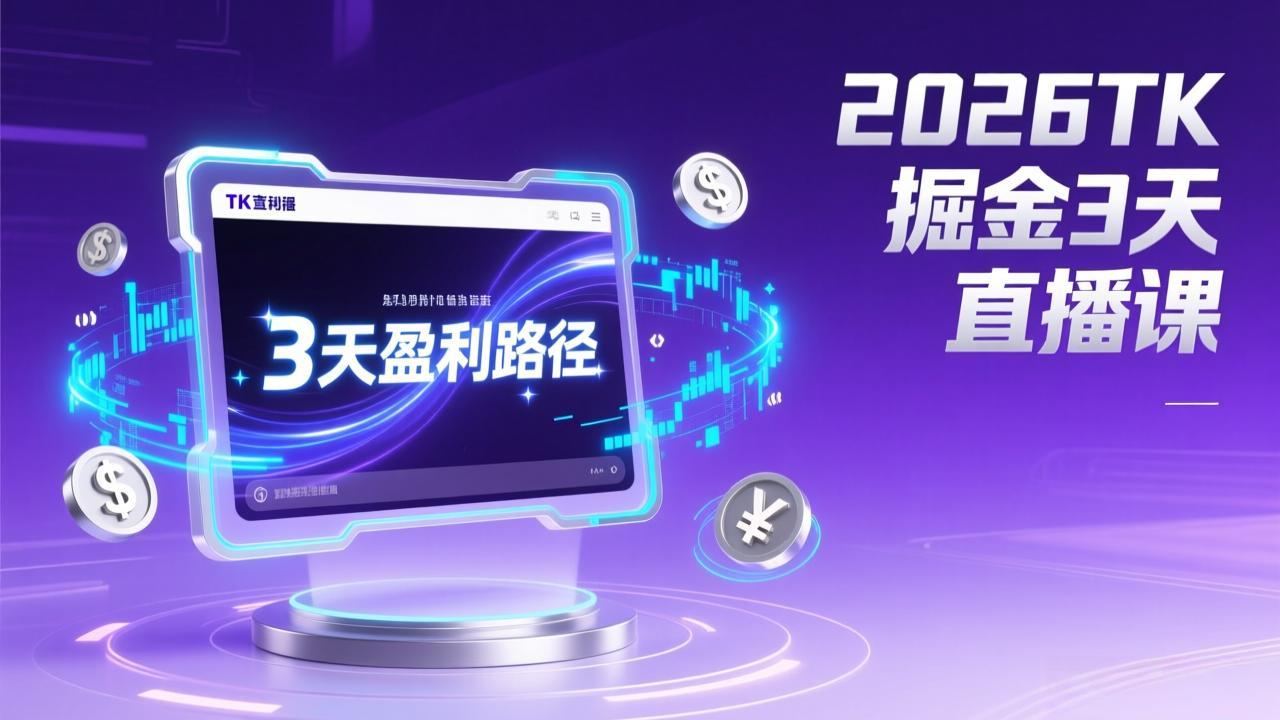 2026TK掘金直播课，起号涨粉+直播带货+商单变现+3天打通盈利路径，月入过万美金-卿云社