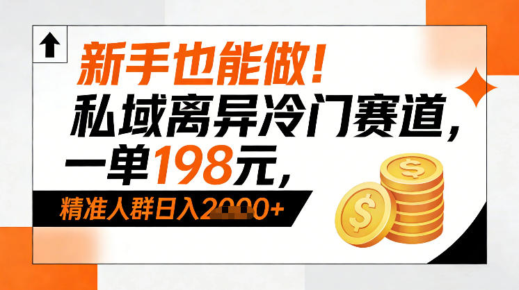 新手也能做！私域离异冷门赛道，一单198，精准人群日入1k+-卿云社