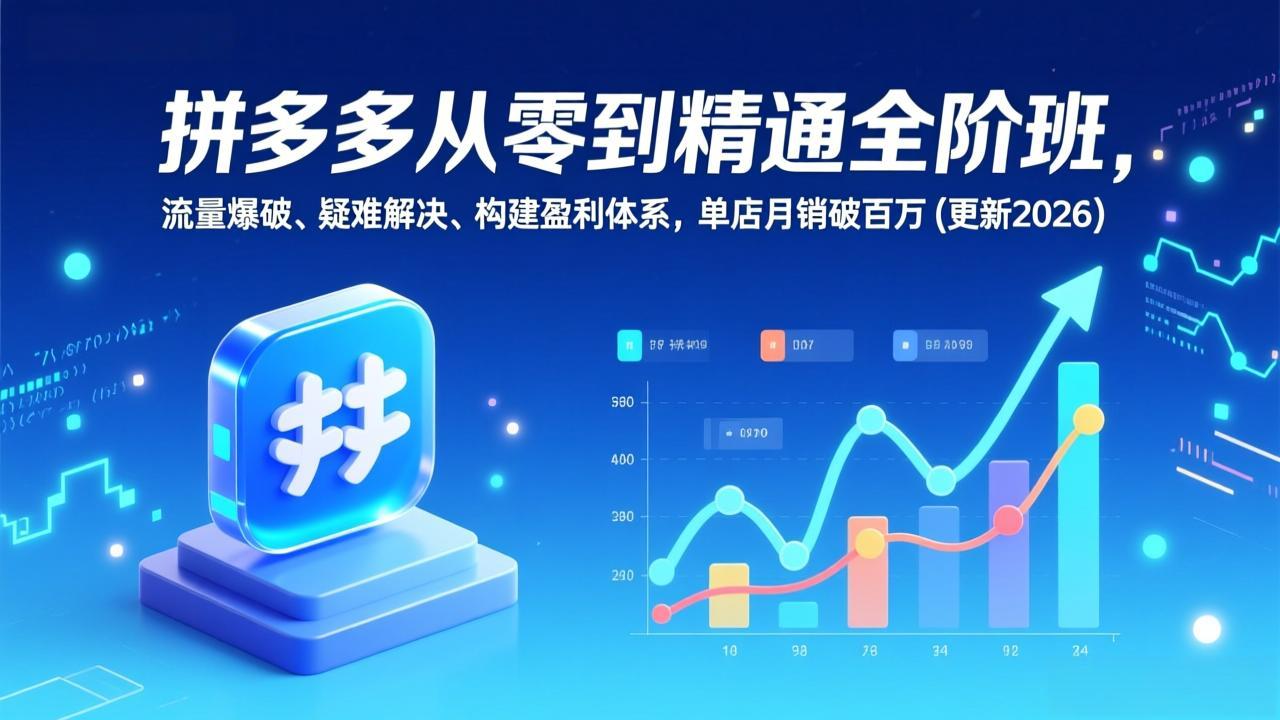拼多多从零到精通全阶班，流量爆破、疑难解决，构建盈利体系，单店月销破百万(更新2026-卿云社