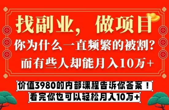 价值3980的网创内部课程，告诉你互联网创业月入10个W的秘密【揭秘】-卿云社