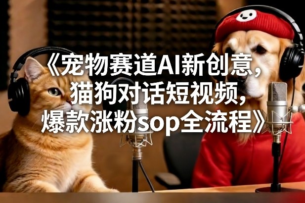 宠物赛道AI新创意，猫狗对话短视频，爆款涨粉sop全流程-卿云社