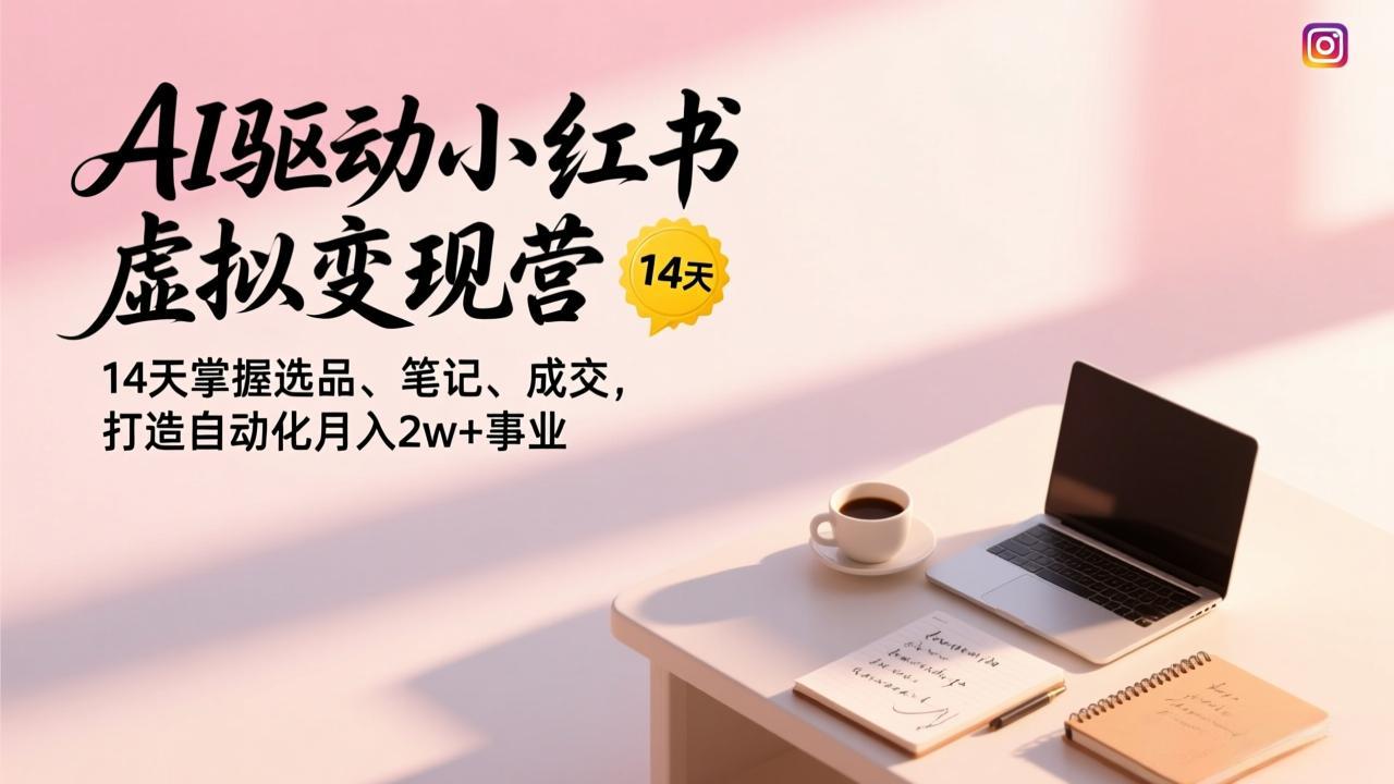 AI驱动小红书虚拟变现营，14天掌握选品、笔记、成交，打造自动化月入2w+事业-卿云社