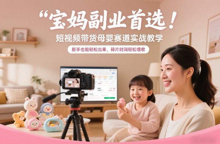 宝妈副业首选！短视频带货母婴赛道实战教学，新手也能轻松出单，碎片时间轻松增收-卿云社