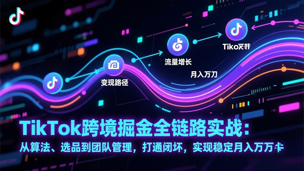 TikTok跨境掘金全链路实战：从算法、选品到团队管理，打通闭环，实现稳定月入万刀-卿云社