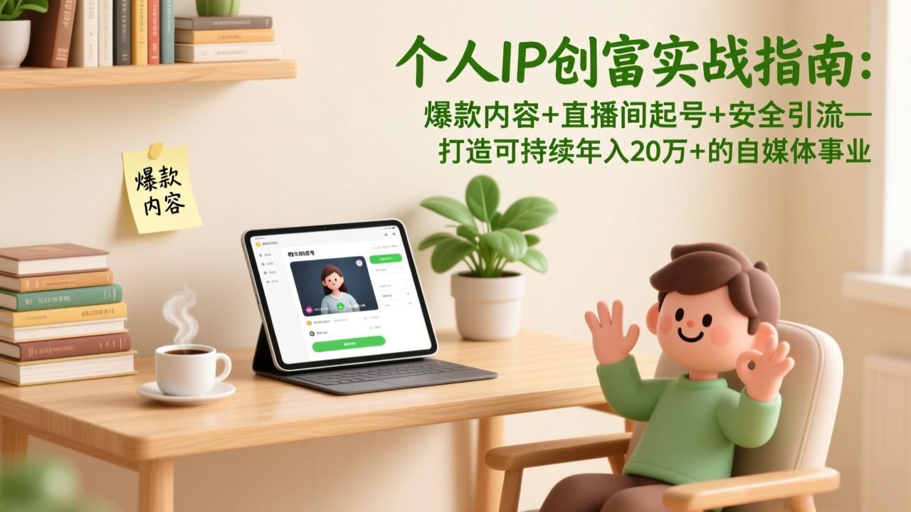 个人IP创富实战指南：爆款内容+直播间起号+安全引流，打造可持续年入20万+的自媒体事业-卿云社