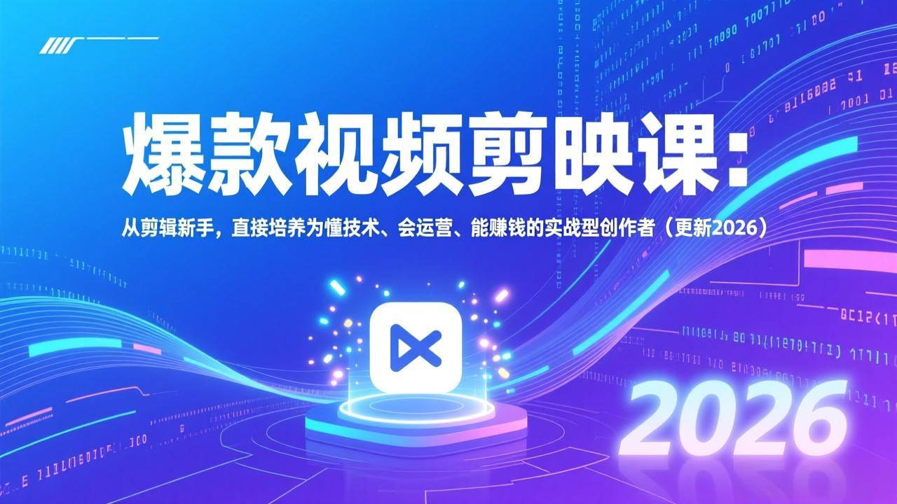 爆款视频剪映课：从剪辑新手，直接培养为懂技术、会运营、能赚钱的实战型创作者(更新2026-卿云社