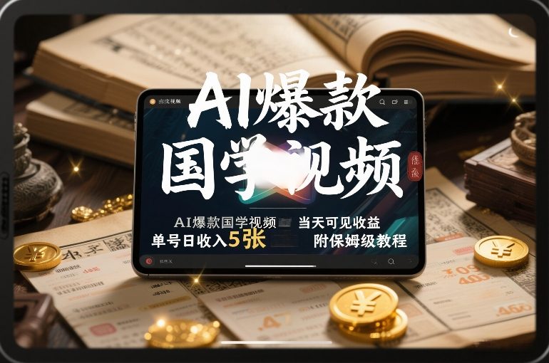 AI爆款国学视频，独家起号方法，小白直接上手，当天可见收益，单号日收入5张+附保姆级教程-卿云社