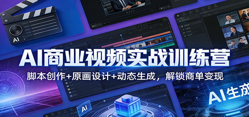 AI商业视频实战训练营：脚本创作+原画设计+动态生成，解锁商单变现-卿云社