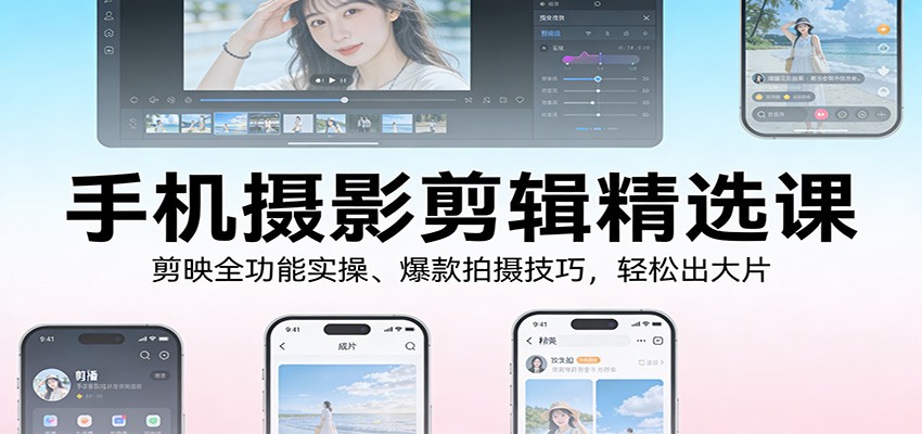 手机摄影剪辑精选课：剪映全功能实操、爆款拍摄技巧，轻松出大片-卿云社