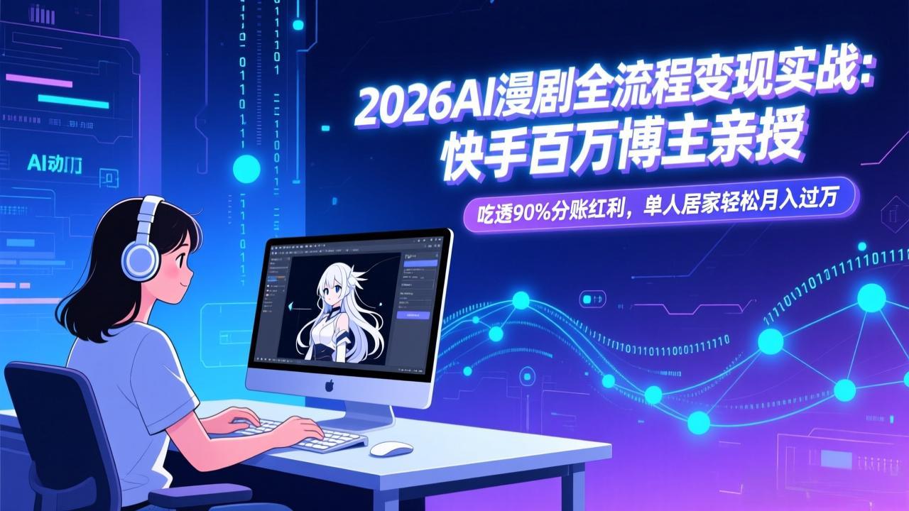 2026AI漫剧全流程变现实战：快手百万博主亲授，吃透90%分账红利，单人居家轻松月入过万-卿云社