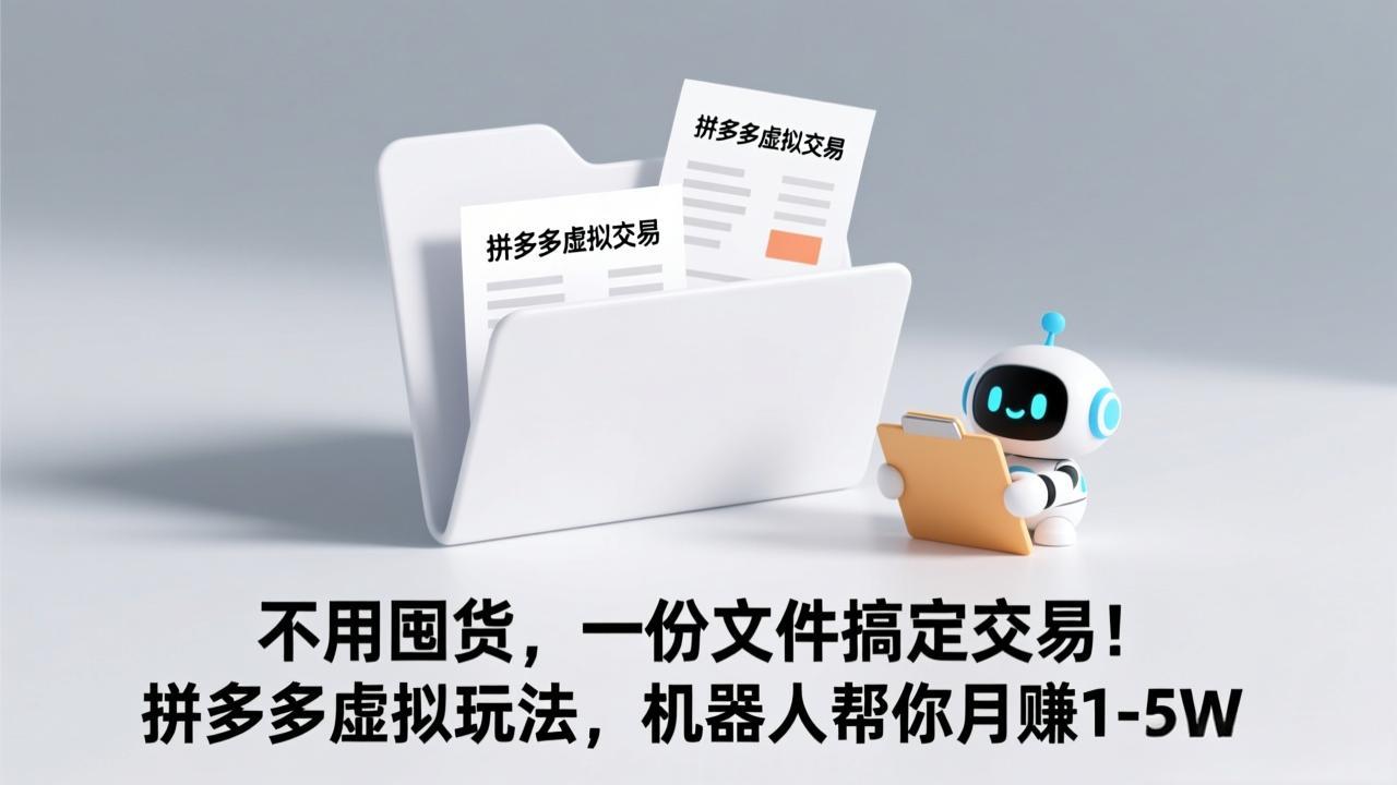 不用囤货，一份文件搞定交易！拼多多虚拟玩法，机器人帮你月赚 1-5W-卿云社