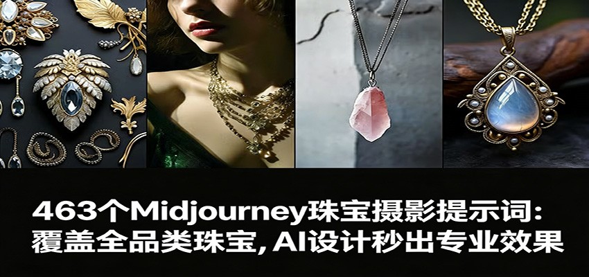 463个Midjourney珠宝摄影提示词：覆盖全品类珠宝，AI设计秒出专业效果-卿云社