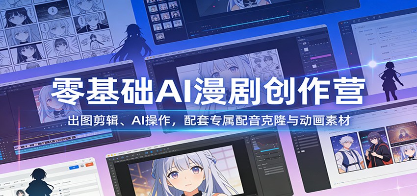 零基础AI漫剧创作营：出图剪辑、AI操作，配套专属配音克隆与动画素材-卿云社