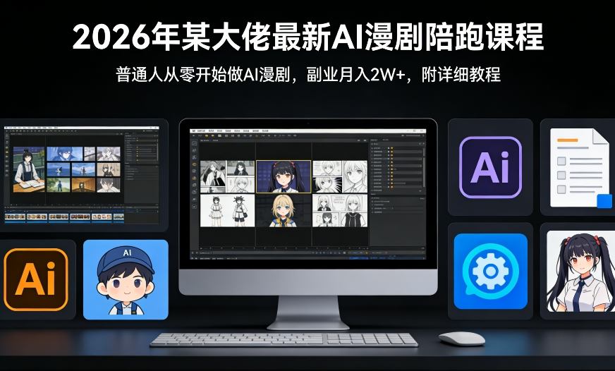 26年某大佬最新Ai漫剧陪跑课程，普通人从零开始做AI漫剧，副业月入2W+-卿云社