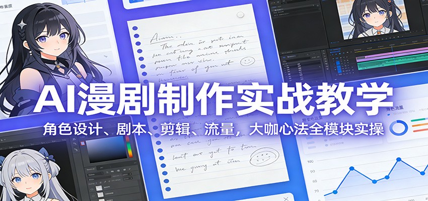 AI 漫剧制作实战教学：角色设计、剧本、剪辑、流量，大咖心法全模块实操-卿云社