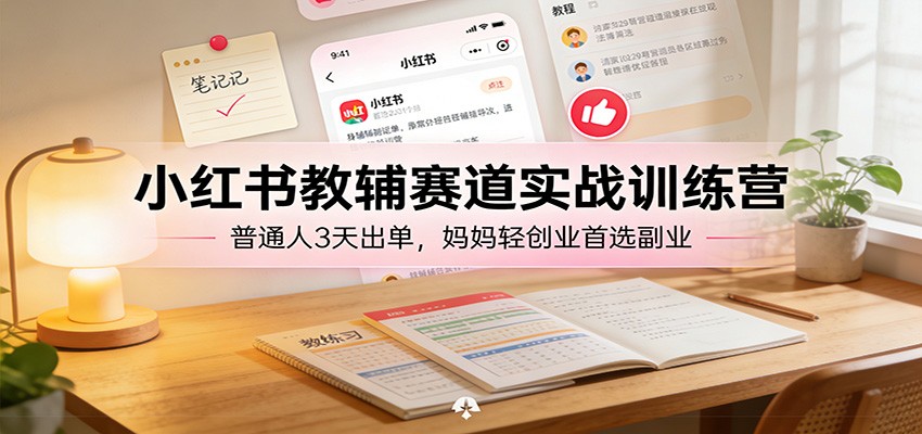 小红书教辅赛道实战训练营：普通人3天出单，妈妈轻创业首选副业-卿云社