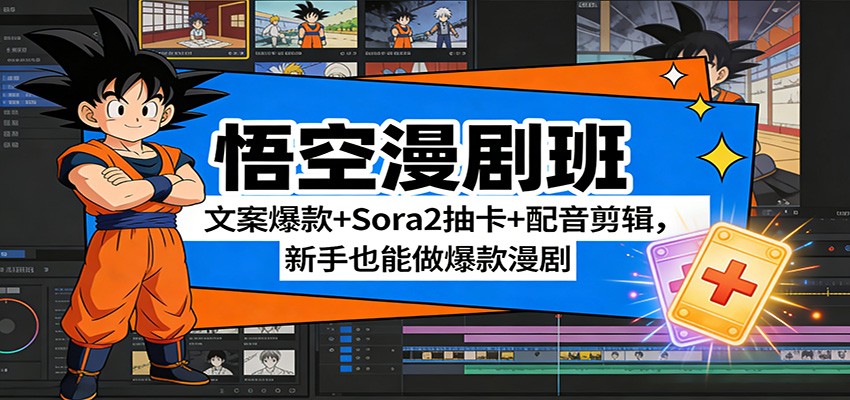 悟空漫剧班：文案爆款+Sora2抽卡+配音剪辑，新手也能做爆款漫剧-卿云社