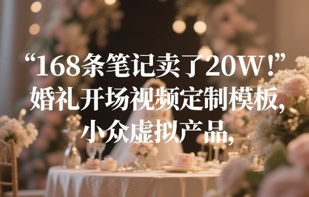 168条笔记卖了20W！婚礼开场视频定制模板，小众虚拟产品-卿云社