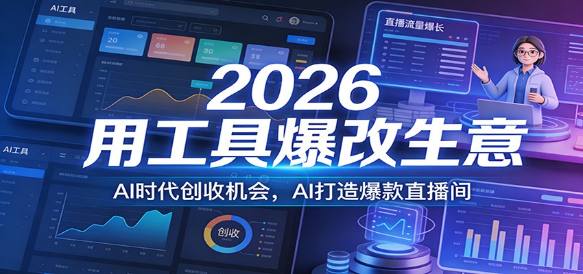 2026用工具爆改生意，AI时代创收机会，AI打造爆款直播间-卿云社