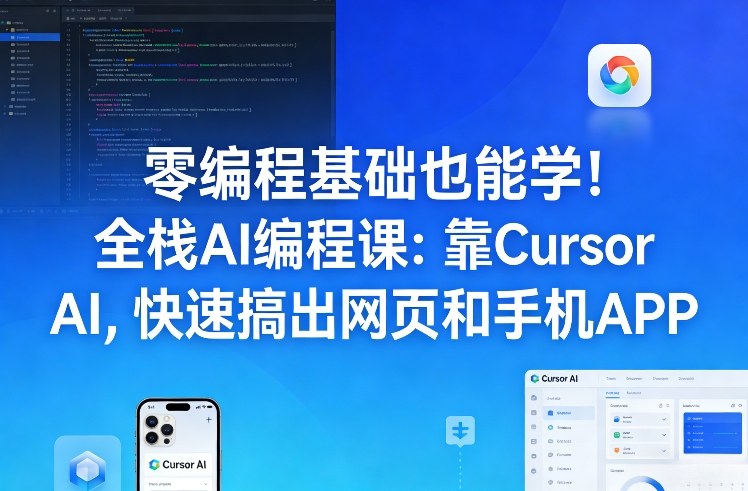 零编程基础也能学！全栈AI编程课：靠Cursor AI，快速搞出网页和手机APP-卿云社