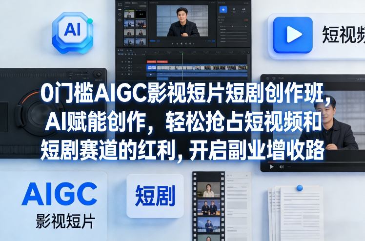0门槛AIGC影视短片短剧创作班，AI赋能创作，轻松抢占短视频和短剧赛道的红利，开启副业增收路-卿云社