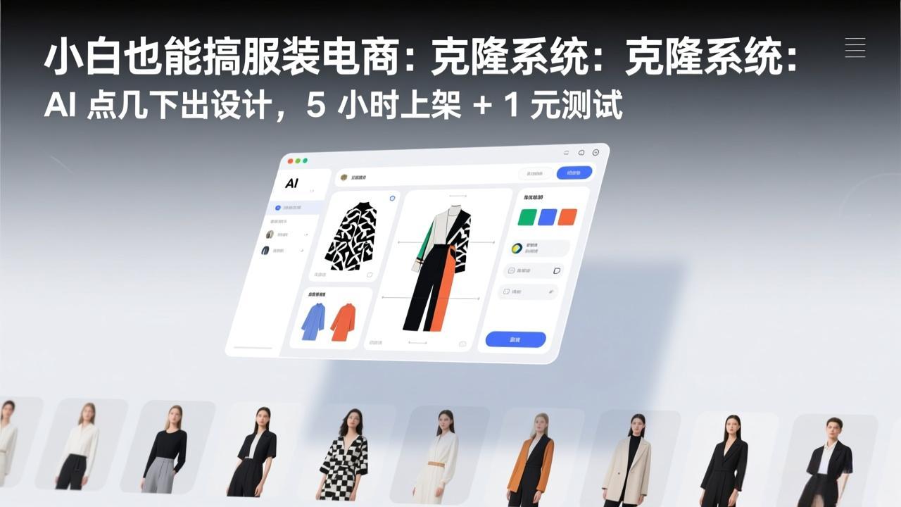 小白也能搞服装电商：克隆系统：AI 点几下出设计，5 小时上架 + 1 元测试-卿云社