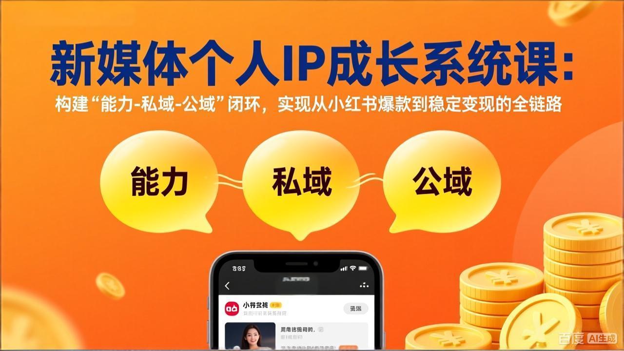 新媒体个人IP成长系统课-更新：构建“能力-私域-公域”闭环，实现从小红书爆款到稳定变现-卿云社