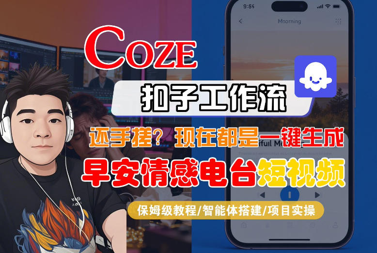 【Coze工作流搭建实操教程】【coze】早安情感电台日签视频还在手动做？用扣子工作流自动生成，省时90%-卿云社