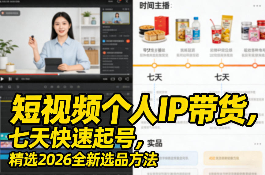 短视频个人IP带货，七天快速起号，精选2026全新选品方法-卿云社