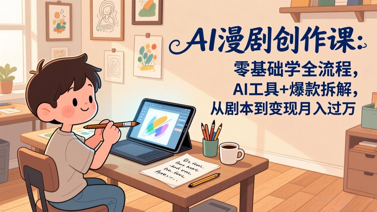 AI漫剧创作课：零基础学全流程，AI工具+爆款拆解，从剧本到变现月入过万-卿云社